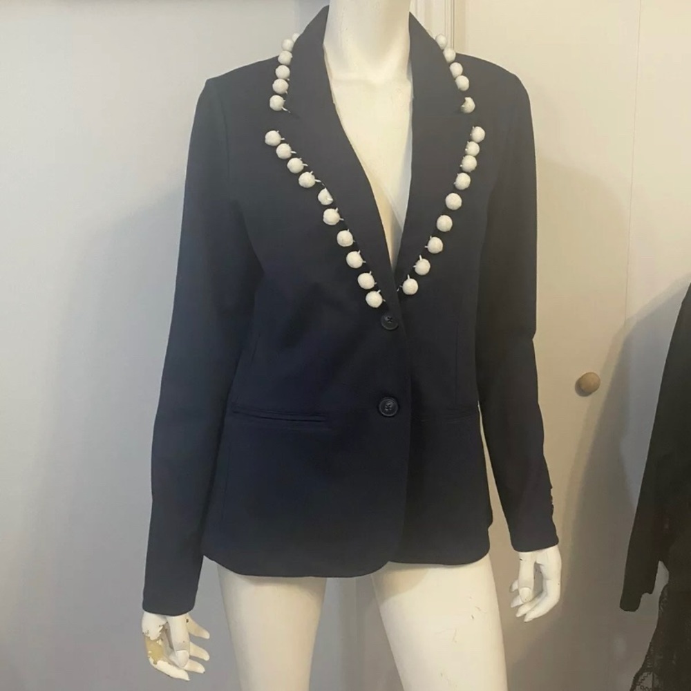 Pearly Vine Blazer Lined Navy Pom poms 2 button